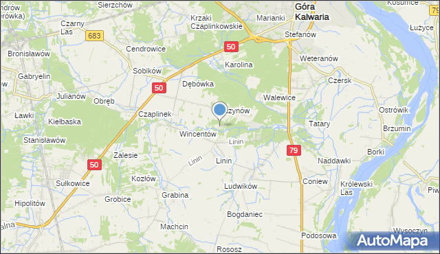 mapa Aleksandrów, Aleksandrów gmina Góra Kalwaria na mapie Targeo